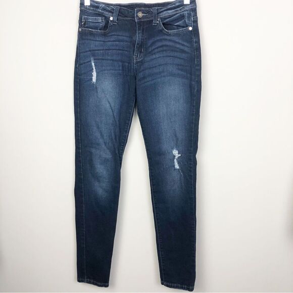 KANCAN | Dark Wash Distressed Stretchy Skinny Jeans Women’s Size 28 (9) - Picture 1 of 10